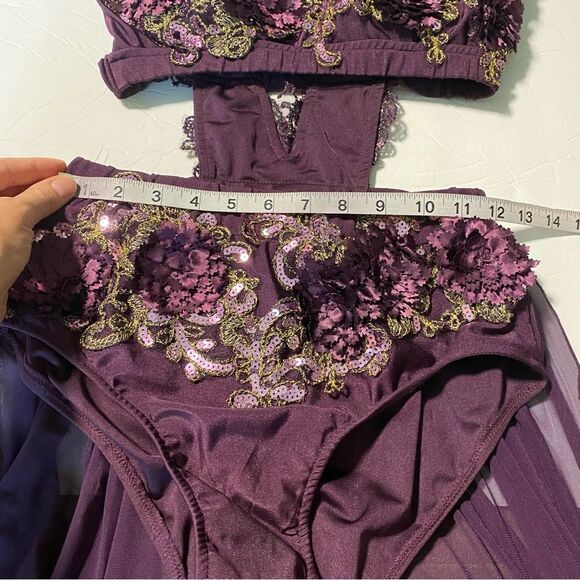 Glamour solo dance costume custom purple lace embroidered MA-Medium adult - Picture 11 of 15